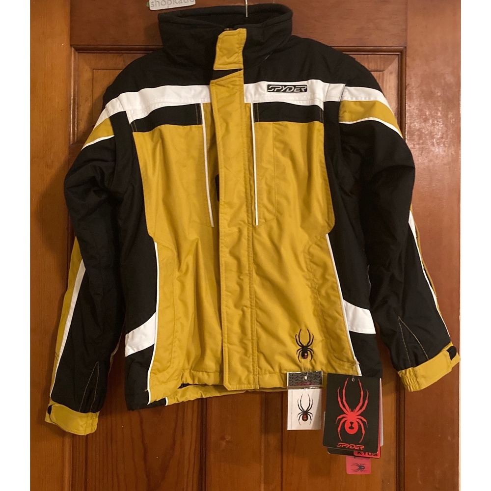 NWT Spyder Boys Sz 14 Rival Jacket Yellow Ski Snowboard Coat Hooded Retail $170